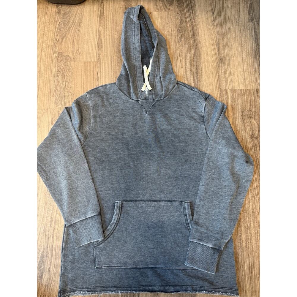 Alternative Apparel Mens Washed Gray Pullover Hoodie Raw Hem Size M